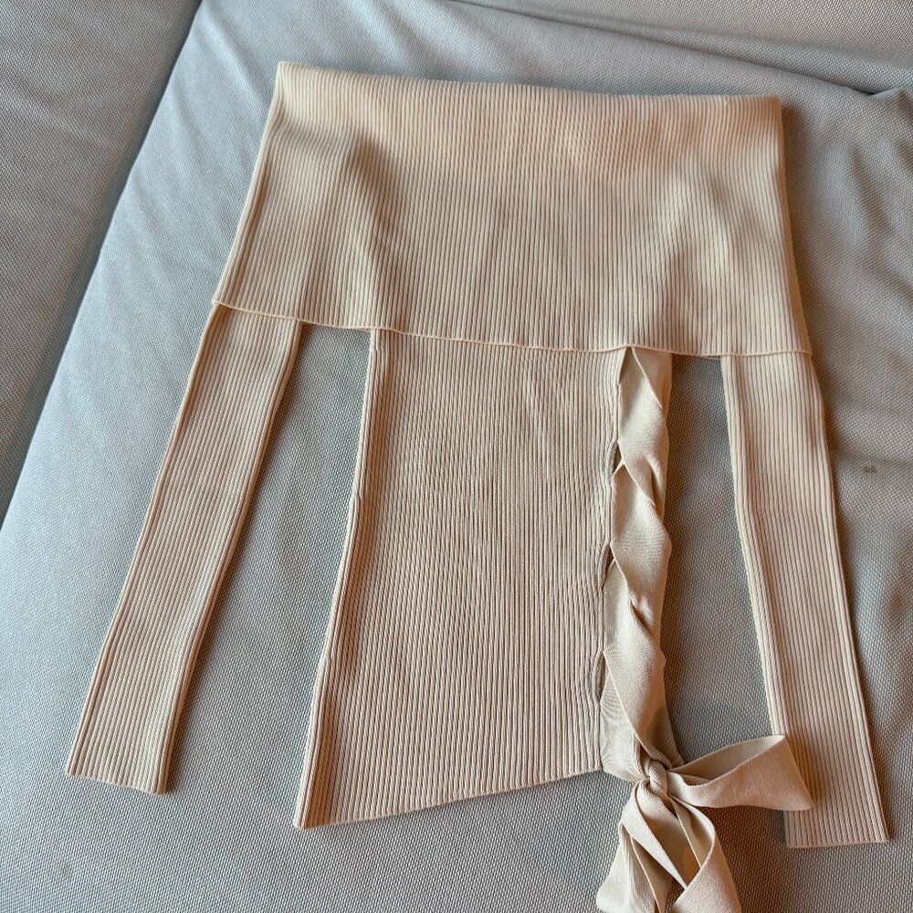 Revolve Off the Shoulder Knit Sweater | Camila Coelho Ribbed Tie Top | XS